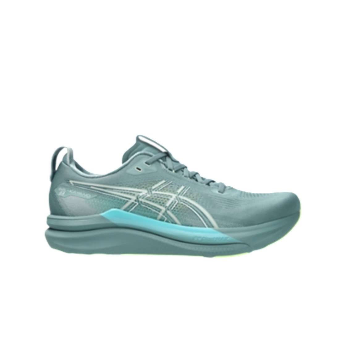 1011C167-403 Asics Gel-Kayano 33 Foggy Teal Illuminate Yellow