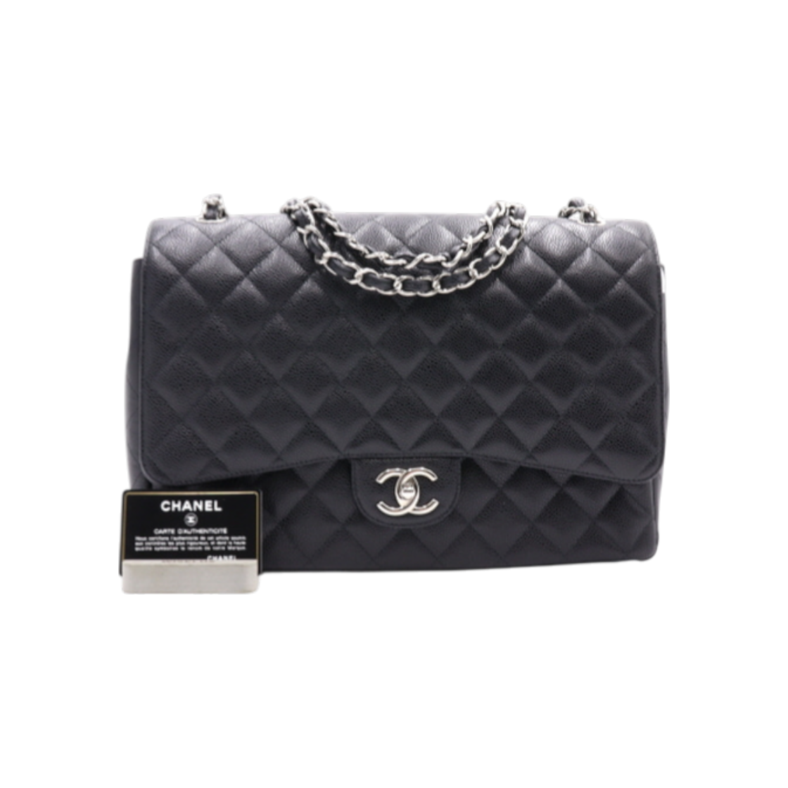 샤넬 A58601 캐비어 클래식라지 맥시 은장 체인 플랩 숄더백 aa18272(Chanel A58601 Caviar Classic Large Maxi Silver Chain Flap Shoulder Bag) - 1