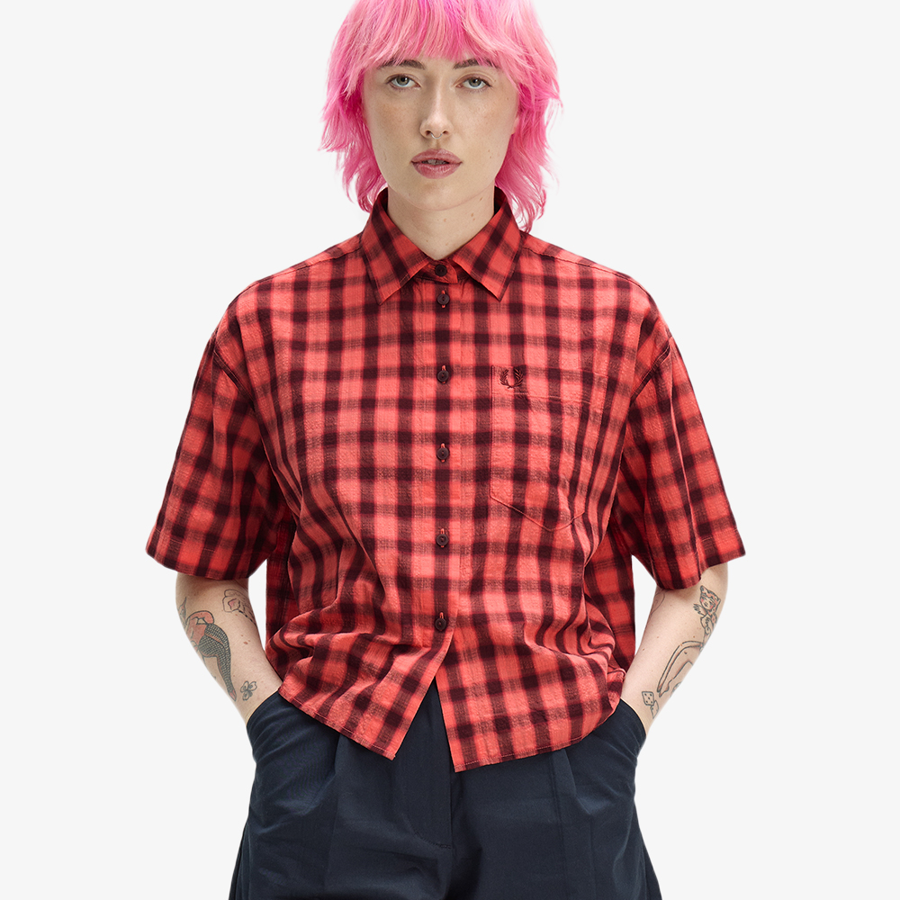 프레드페리 우먼즈 텍스쳐드 체크 셔츠 스트로베리 크림(Fred Perry Womens Textured Check Shirt Strawberry Cream) - 3