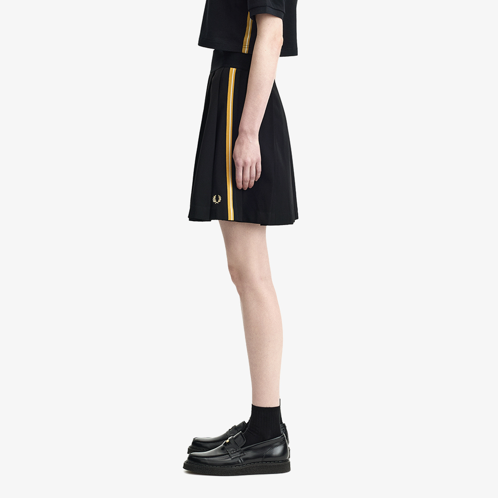 프레드페리 우먼즈 스트라이프 테잎 플리츠 스커트 블랙 샴페인(Fred Perry Womens Stripe Tape Pleated Skirt Black Champagne) - 2