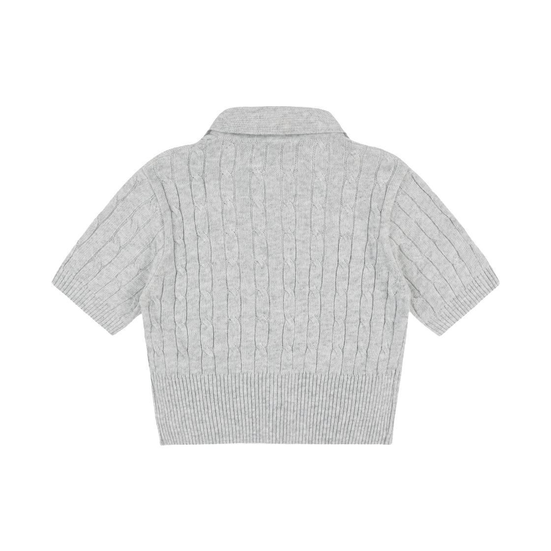 (W) 팬시 클럽 케이블 니트 크롭 가디건 그레이((W) Fancy Club Cable Knit Cropped Cardigan Gray) - 2