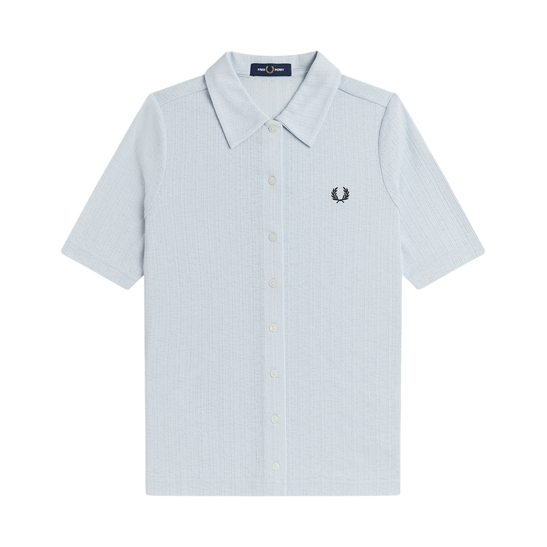 프레드페리 우먼즈 버튼 스루 시어 립 폴로 셔츠 더스키 블루(Fred Perry Womens Button Through Sheer Rib Polo Shirt Dusky Blue) - 1