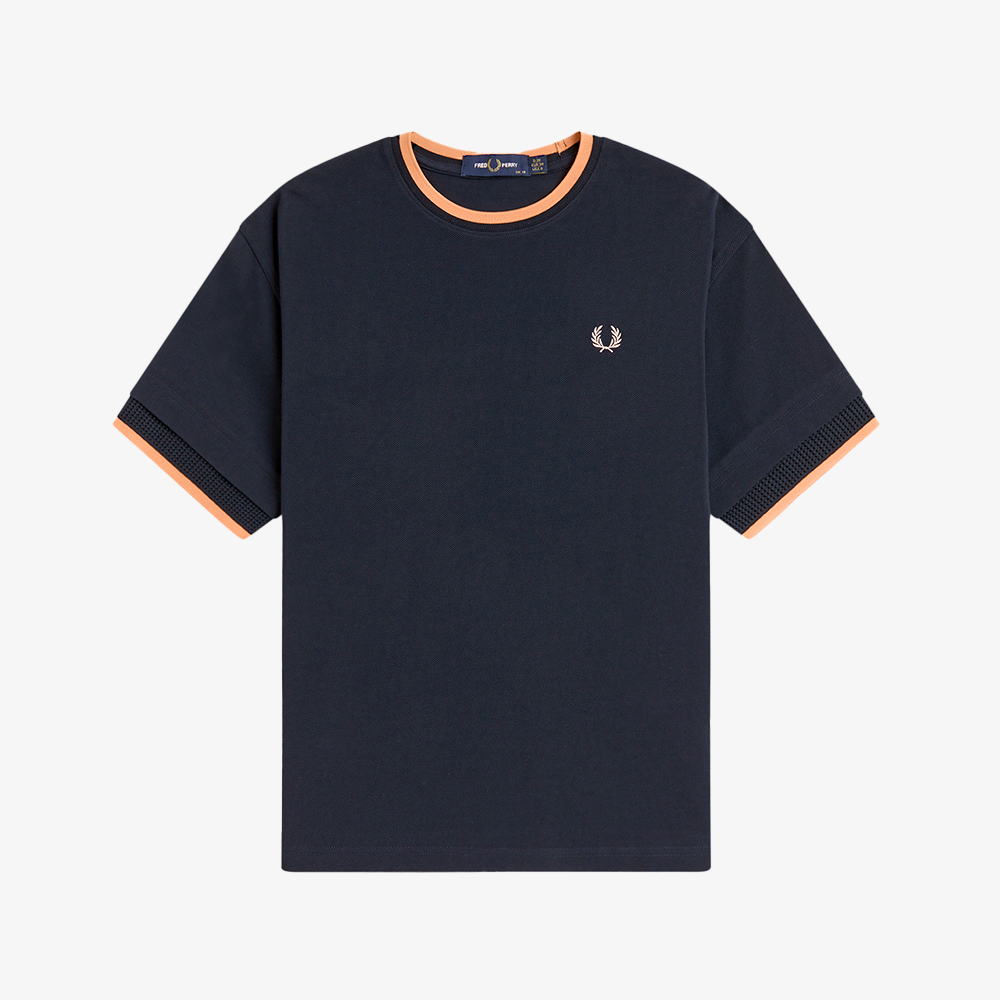 프레드페리 우먼즈 팁드 메쉬 피케 티셔츠 네이비(Fred Perry Womens Tipped Mesh Pique T-Shirt Navy) - 5