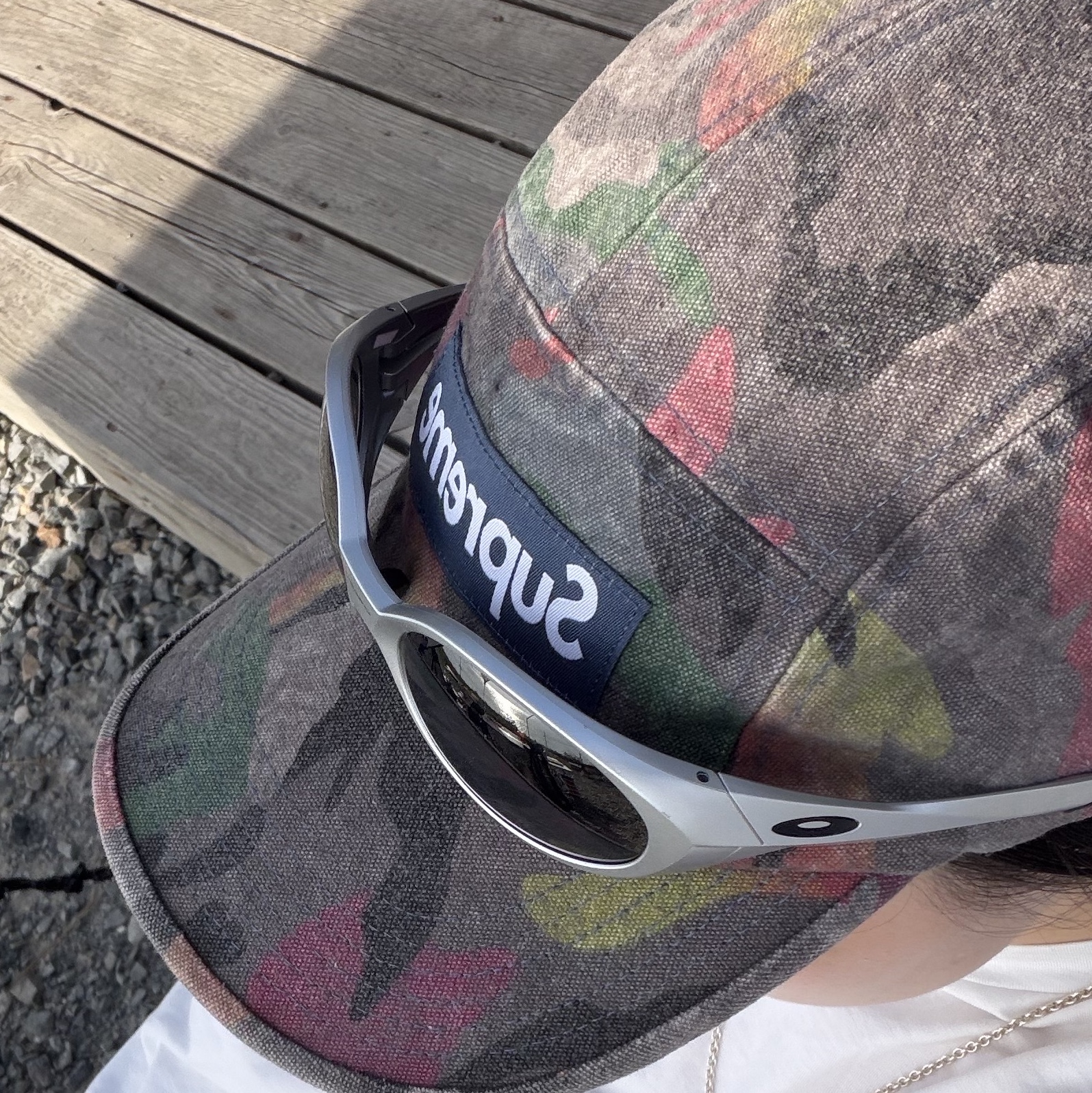 Supreme Washed Canvas Camp Cap Navy Camo - 24SS 착용 스타일