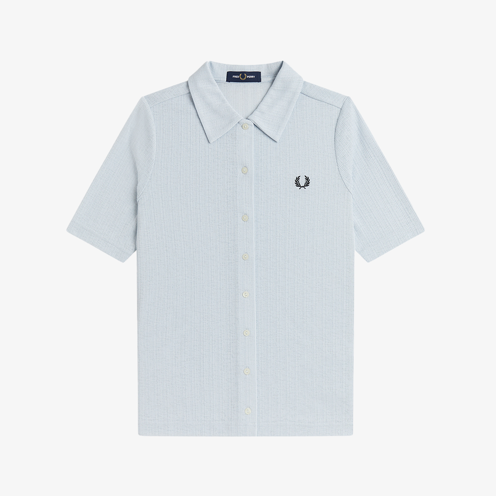 프레드페리 우먼즈 버튼 스루 시어 립 폴로 셔츠 더스키 블루(Fred Perry Womens Button Through Sheer Rib Polo Shirt Dusky Blue) - 5