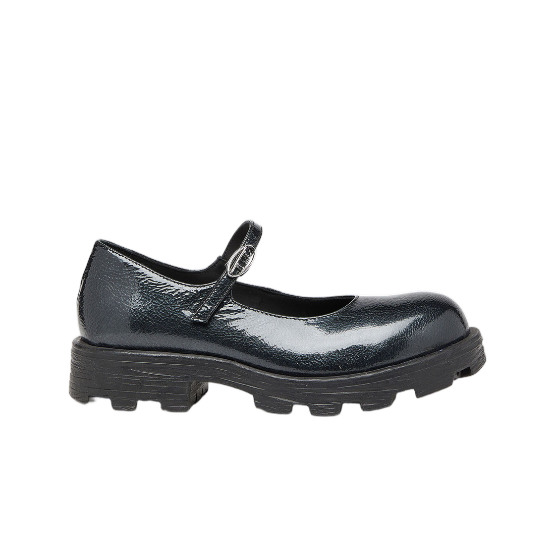 Y03930P7765-T8013 (W) Diesel D-Hammer Lugged Mary Jane Flats In Patent Leather Black