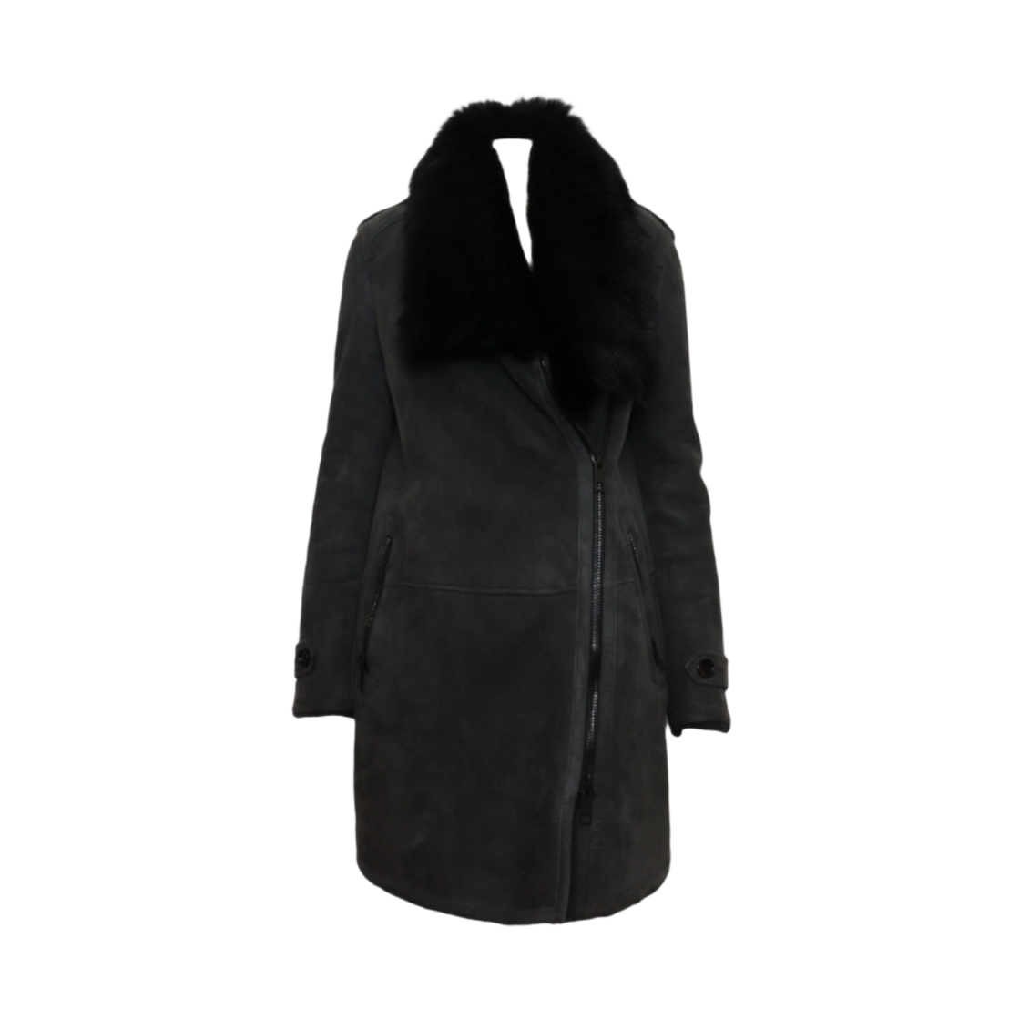 버버리 3950738 그레이 램 시어링 블랙 퍼 여성 무스탕코트 자켓aa60031(Burberry Gray Lamb Shearling Black Fur Women's Mustang Coat) - 1
