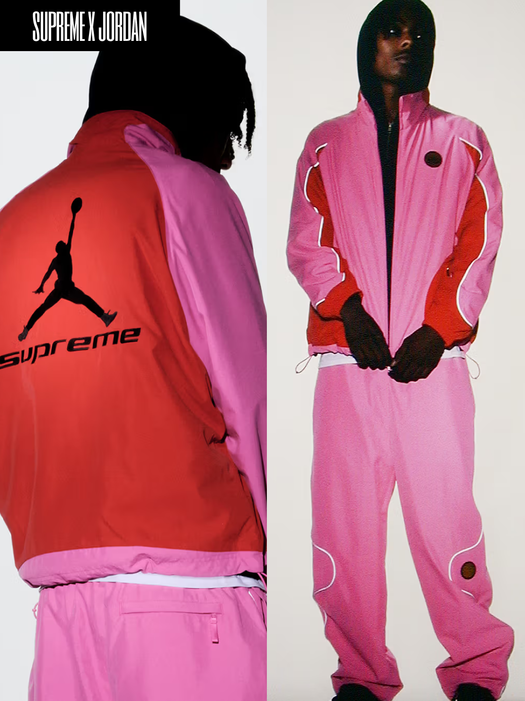 Supreme x Jordan Track Jacket Black - 26SS, Supreme x Jordan Zip Up Hooded Sweatshirt Black - 26SS 착용 스타일 - 3