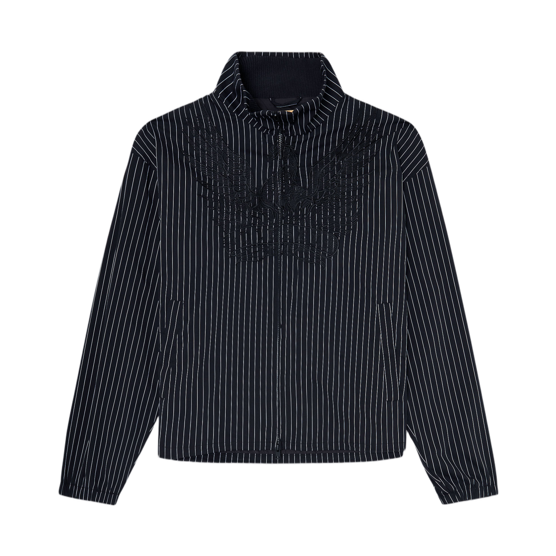 디젤 나일론 핀스트라이프 자켓 피닉스 자수 블랙(Diesel Nylon Pinstripe Jacket with Phoenix Embroidery Black) - 1