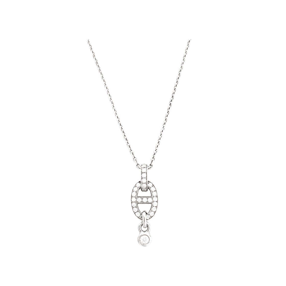 IT632U2T99A2 Hermes Chaine d'Ancre Necklace in 18K White Gold Diamonds