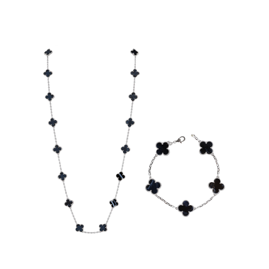반클리프앤아펠 빈티지 알함브라 피터사이트 화이트 골드 세트(Van Cleef & Arpels Vintage Alhambra Pietersite White Gold Set) - 1