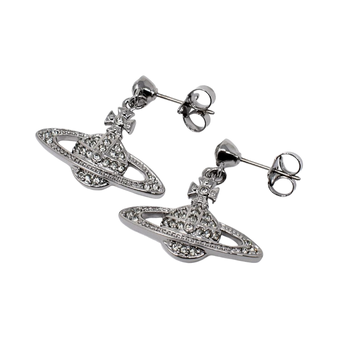 62020025-02S108 (W) Vivienne Westwood Mini Bas Relief Drop Earrings Gunmetal