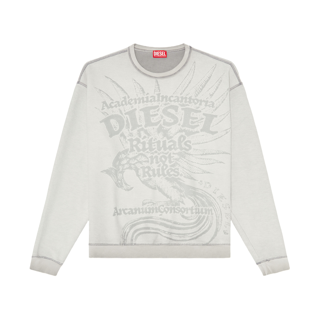 A226550IKBV-100A Diesel Sweatshirt with Devore Print Light Grey