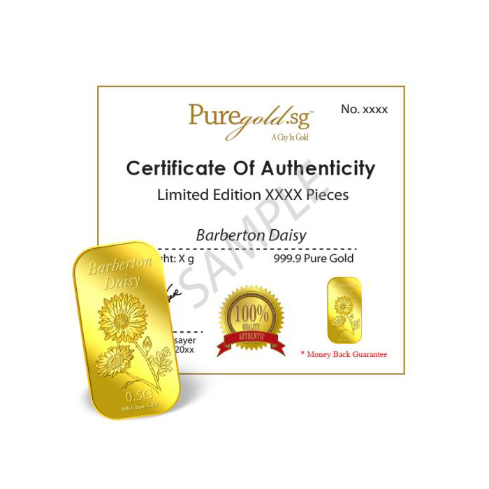 퓨어골드 24K 순금 싱가폴 프리미엄 골드바 1g 거베라(puregoldsg Barberton Daisy 0.5g Gold Bar) - 4