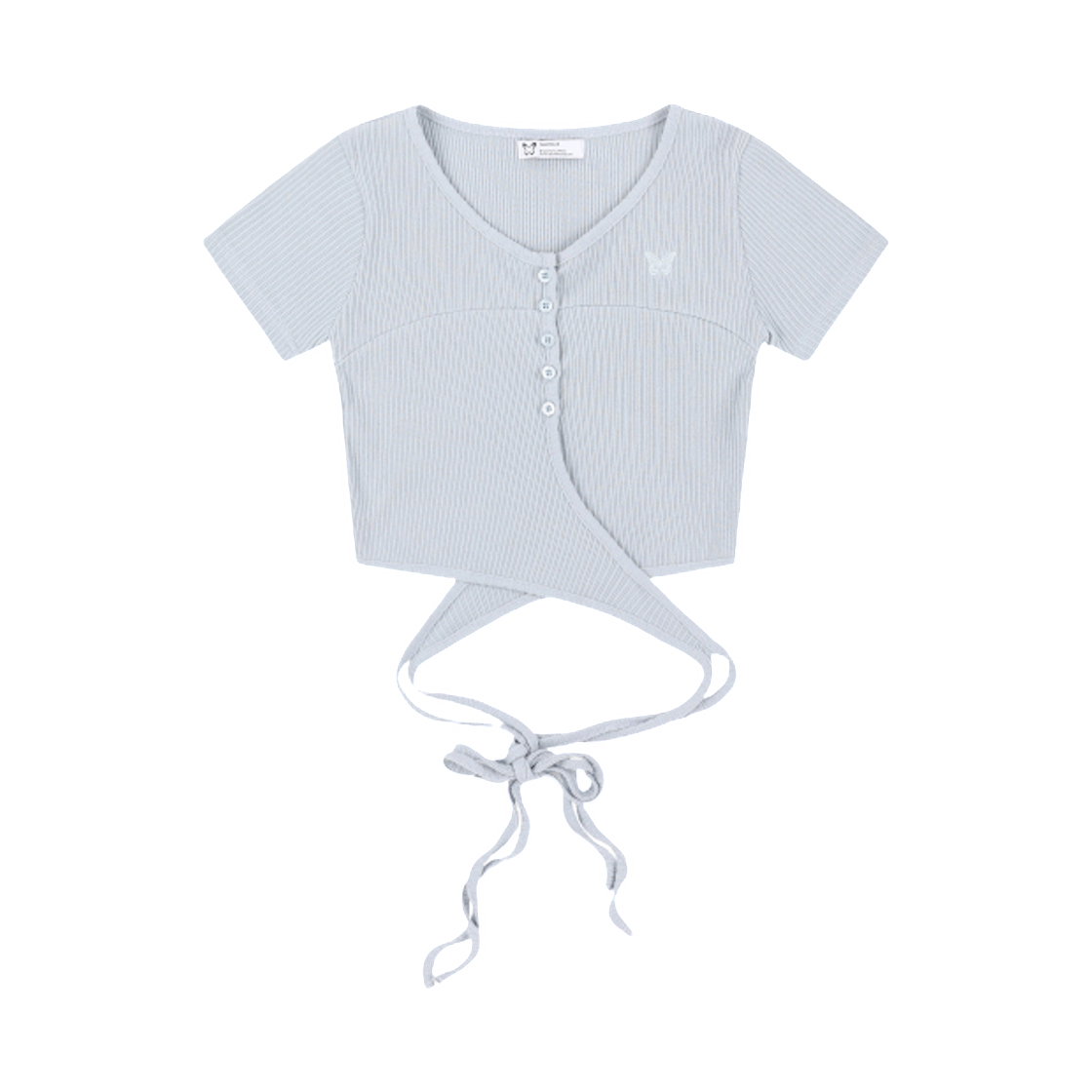 (W) 팬시 클럽 백 스트랩 크롭 탑 라이트 블루((W) Fancy Club Back Strap Cropped Top Light Blue)