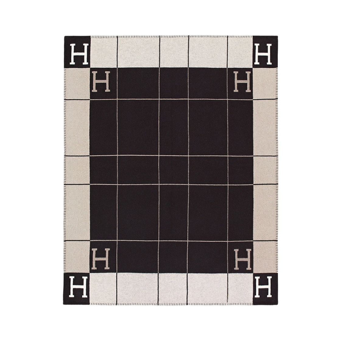 ITPLWMDVI947 Hermes Avalon Throw Plaid Noir H102665M 55
