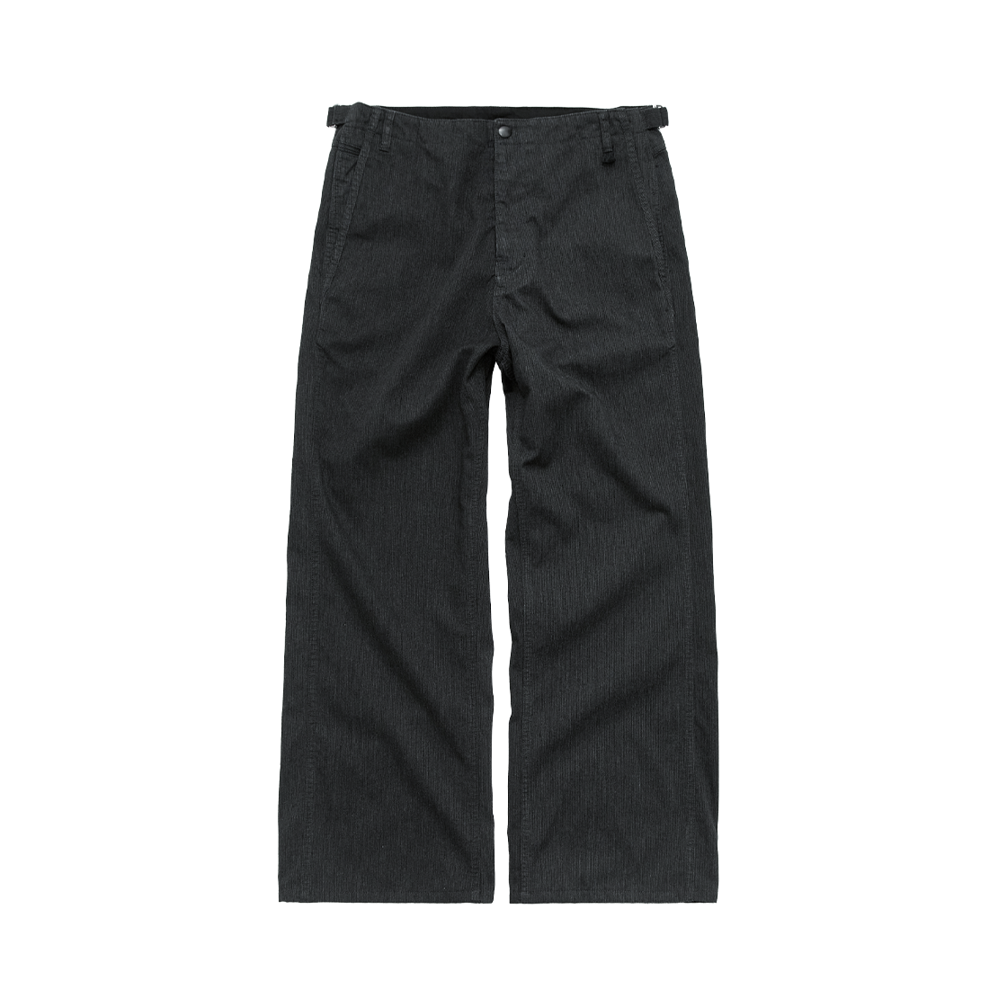 폴리테루 텍스처드 오피서 팬츠 차콜 스트라이프(Polyteru Textured Officer Pants Charcoal Striped)