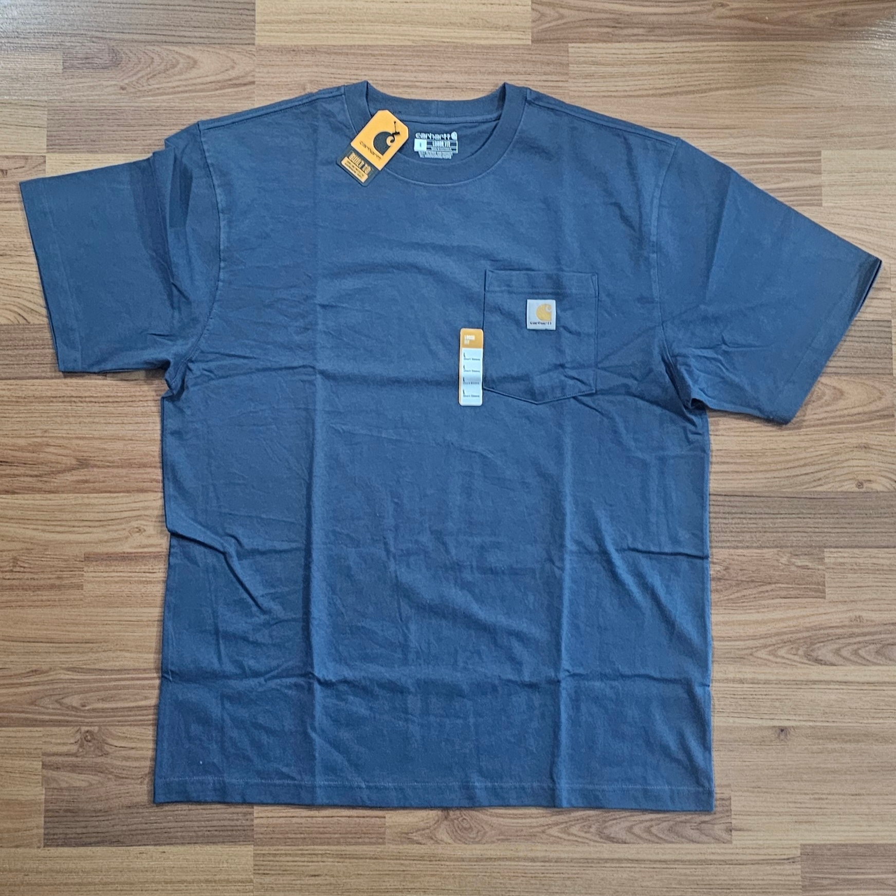 Carhartt Loose Fit Heavyweight Regular Short Sleeve Pocket T-Shirt Bluestone 착용 스타일 - 2