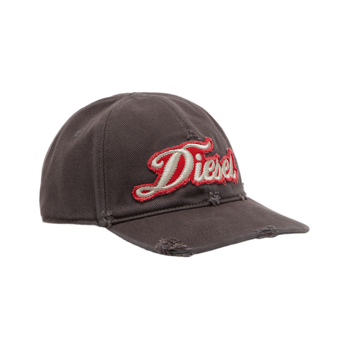 디젤 디스트레스트 베이스볼 캡 자수 패치 다크 그레이(Diesel Distressed Baseball Cap with Embroidered Patch Dark Grey)