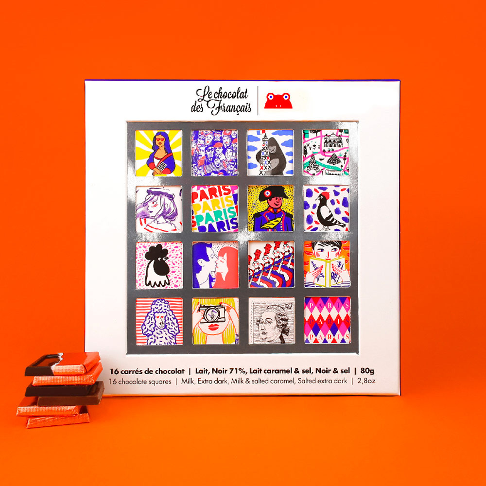 르쇼콜라데프랑세즈 파리 16종 스퀘어 초콜릿(LE CHOCOLAT DES FRANCAIS Box of 16 Chocolate Squares - 4 Flavor) - 2