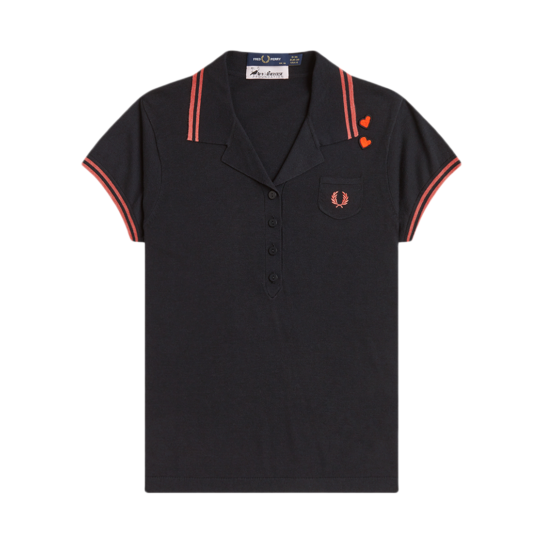 프레드페리 x 에이미와인하우스 포켓 디테일 니트 셔츠 블랙 화이트(Fred Perry x Amy Pocket Detail Knitted Shirt Black)
