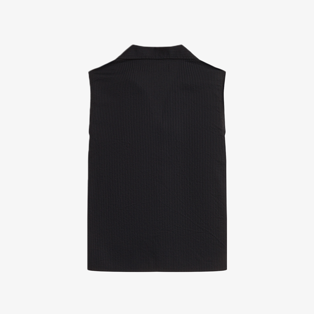 프레드페리 우먼즈 시어 스트라이프 슬리브리스 셔츠 블랙(Fred Perry Womens Sheer Stripe Sleeveless Shirt Black) - 6