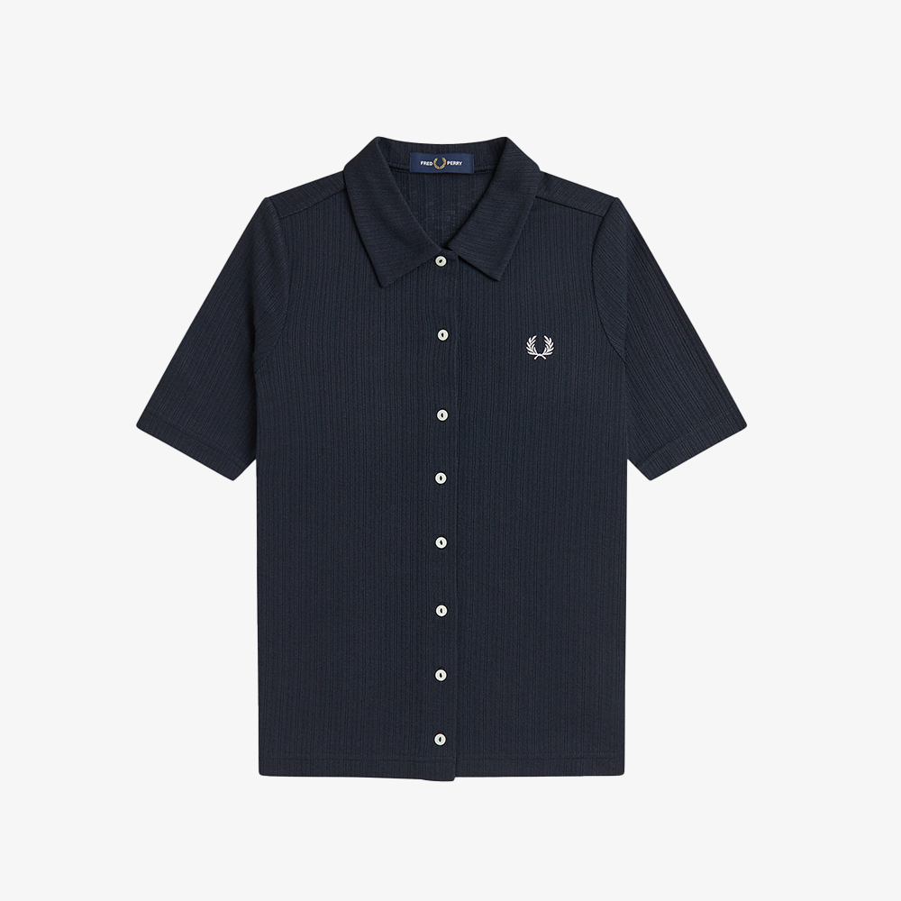 프레드페리 우먼즈 버튼 스루 시어 립 폴로 셔츠 네이비(Fred Perry Womens Button Through Sheer Rib Polo Shirt Navy) - 5