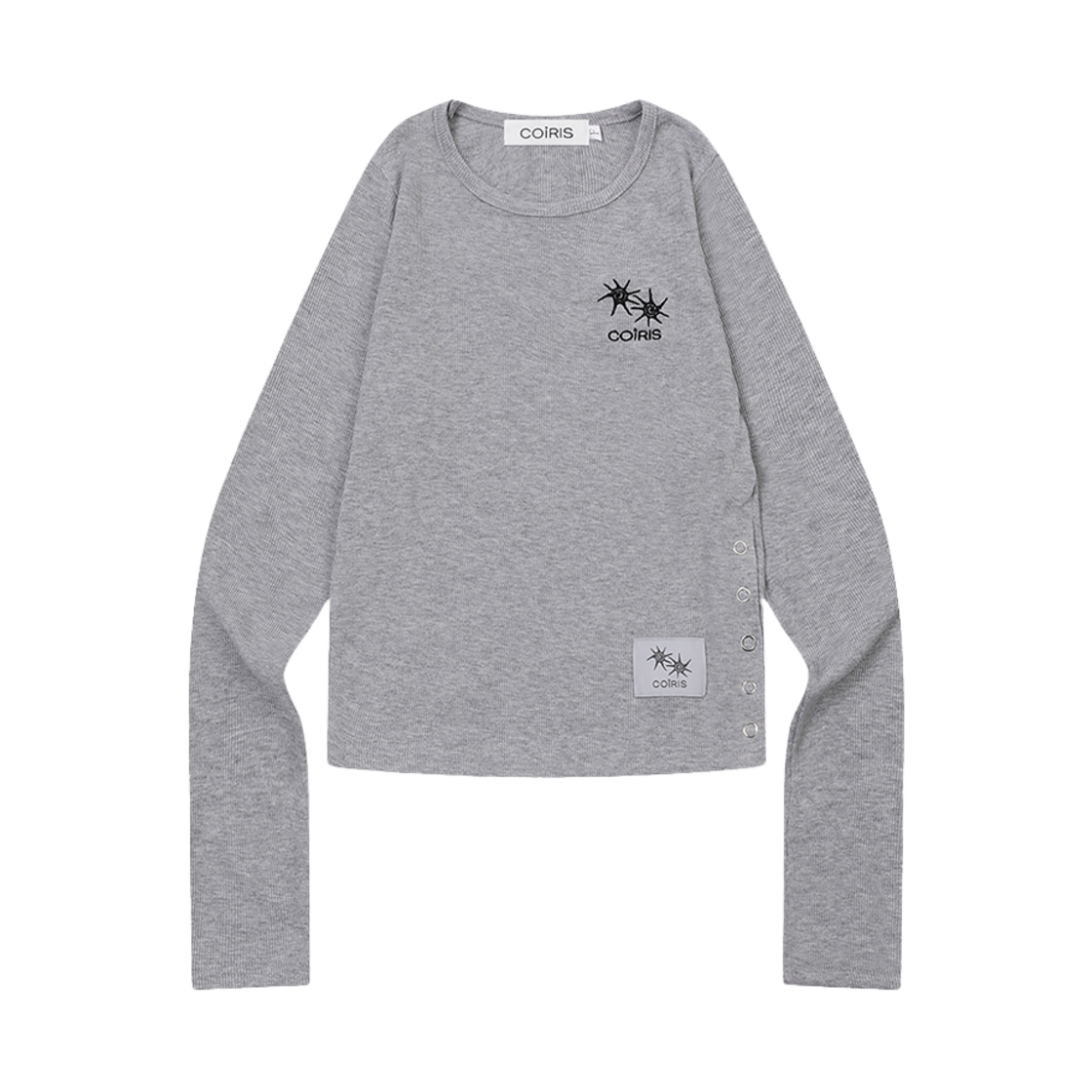 C-P00000EX Coiris Soren Side Button Long Sleeve T Gray