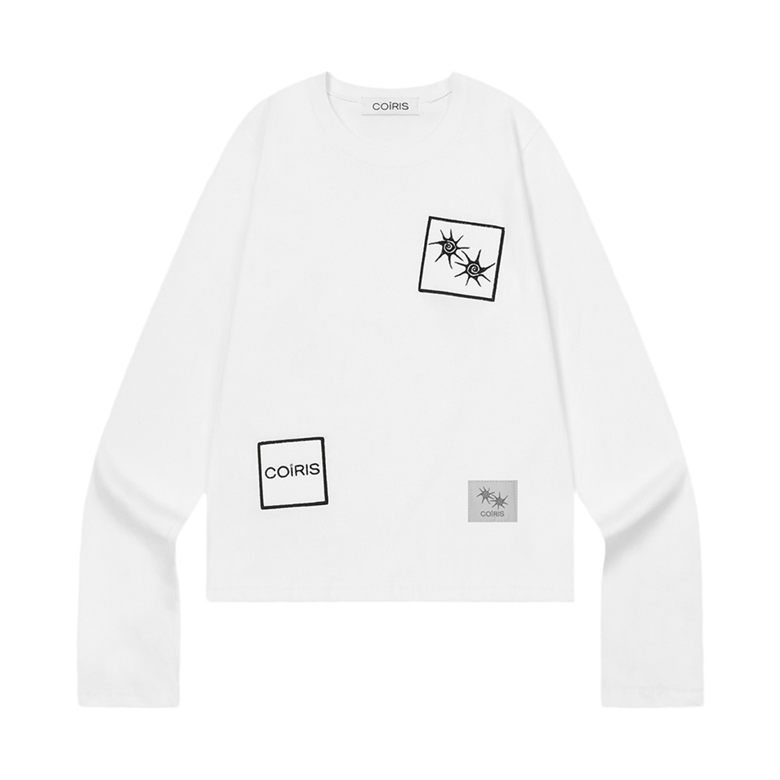 C-P00000IE Coiris Bami Patchwork Long Sleeve T White