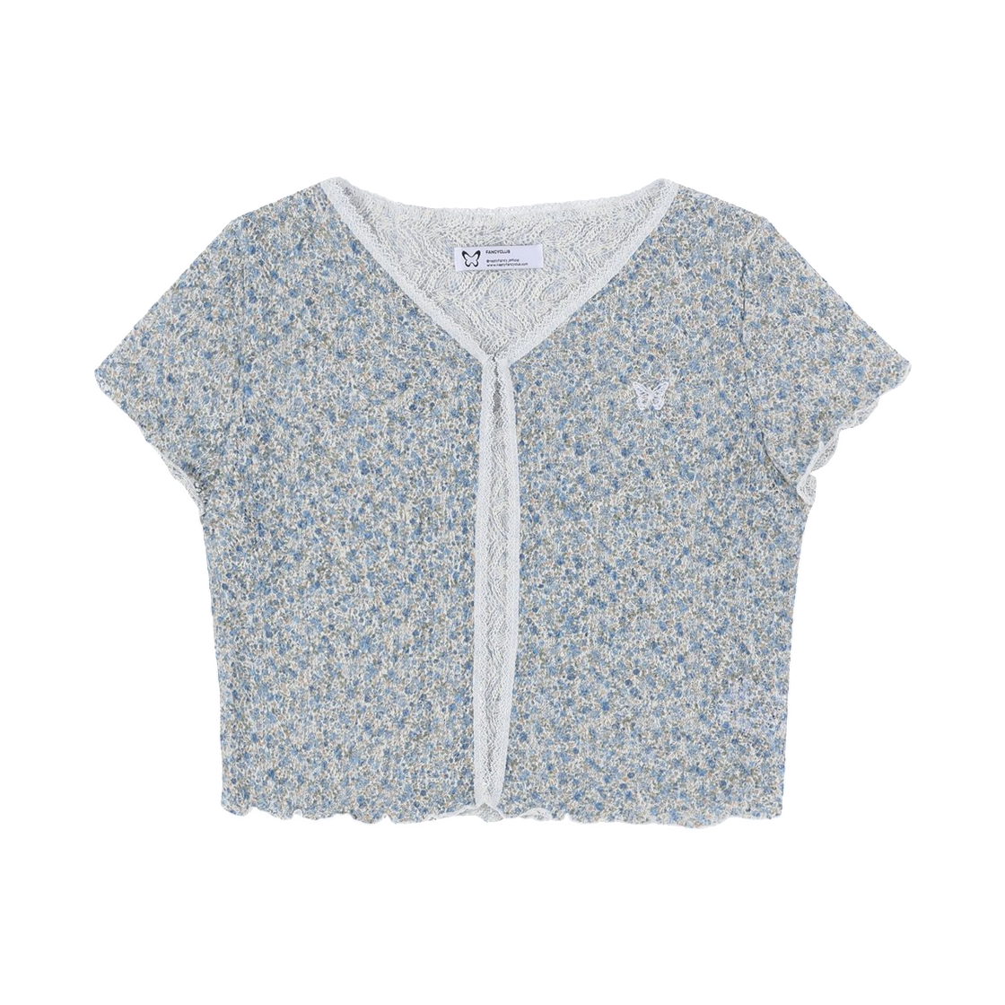 (W) 팬시 클럽 프릴 플라워 후크 가디건 블루((W) Fancy Club Frill Flower Hook Cardigan Blue)