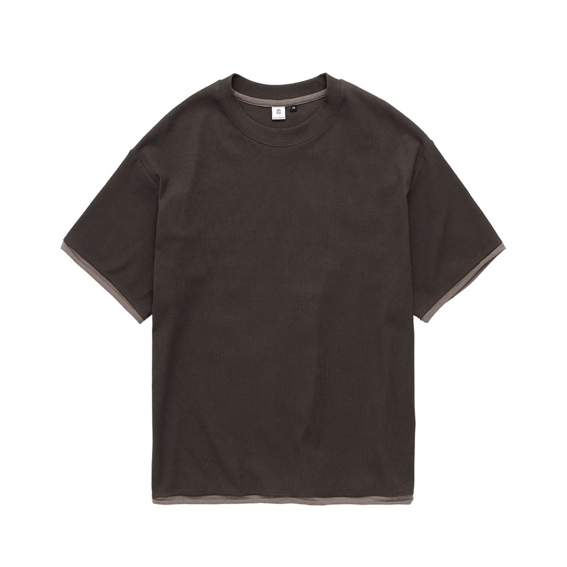 폴리테루 리브드 레이어드 크롭 티 브라운(Polyteru Ribbed Layered Crop Tee Brown)