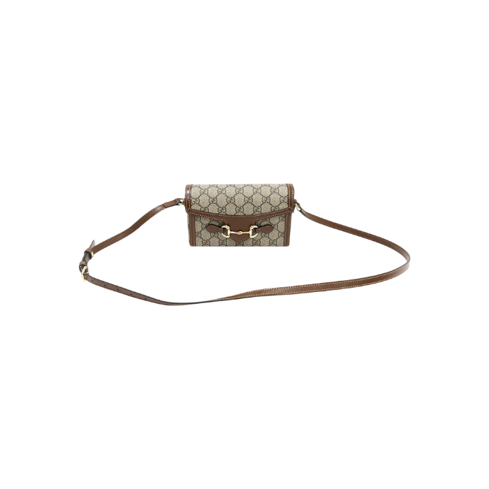 ITTJ92N83Q92 Gucci 1955 Horsebit Mini Crossbody Bag in Brown GG Supreme Canvas