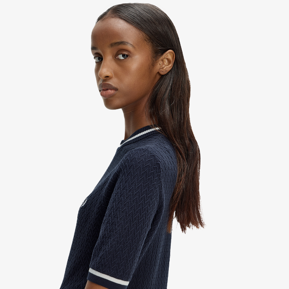 프레드페리 우먼즈 텍스쳐드 니트 탑 네이비(Fred Perry Womens Textured Knitted Top Navy) - 4