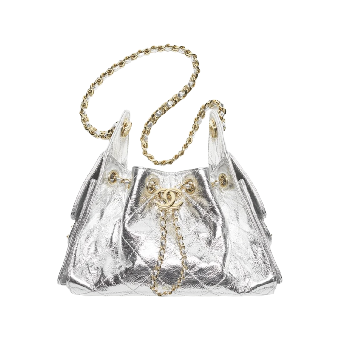 AS5631-B24746-UB700 Chanel 25 Mini Handbag Metallic Calfskin & Gold Silvery