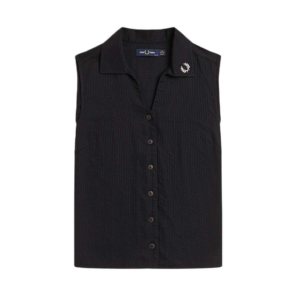 프레드페리 우먼즈 시어 스트라이프 슬리브리스 셔츠 블랙(Fred Perry Womens Sheer Stripe Sleeveless Shirt Black)