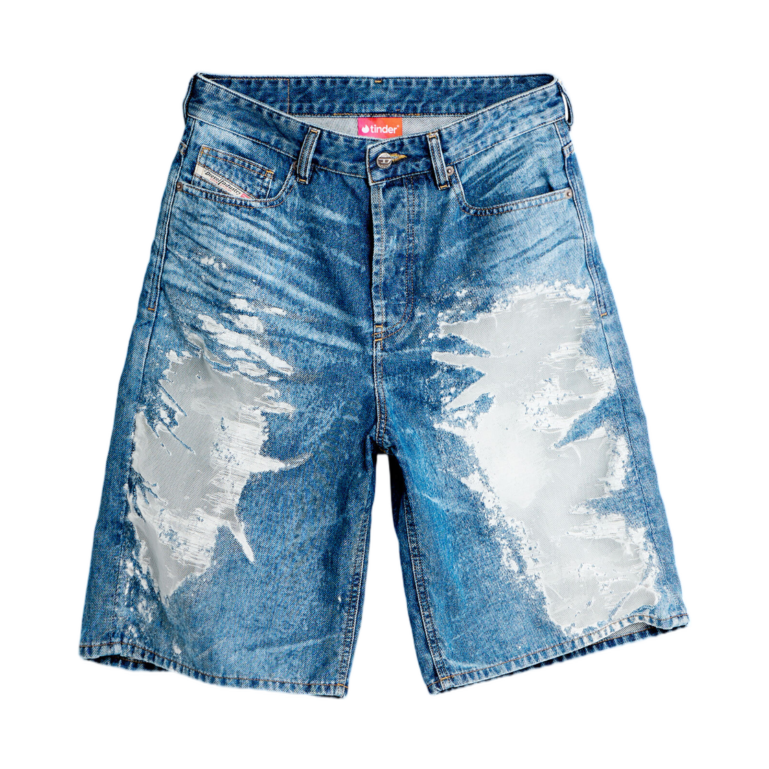 디젤 쇼츠 인 데보레 데님 미디움 블루(Diesel Shorts In Devore Denim Medium Blue)
