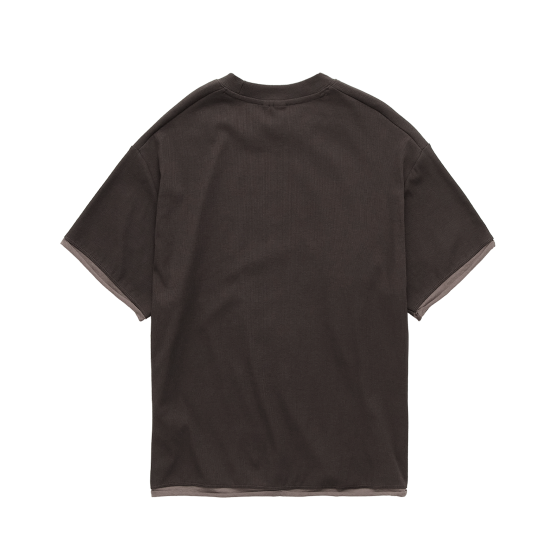 폴리테루 리브드 레이어드 크롭 티 브라운(Polyteru Ribbed Layered Crop Tee Brown) - 2
