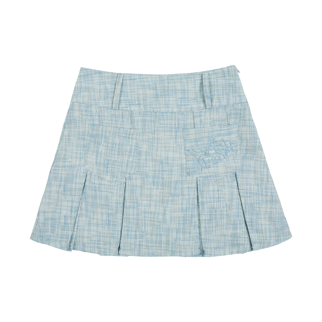 (W) 팬시 클럽 트위드 플리츠 미니 스커트 블루((W) Fancy Club Tweed Pleats Mini Skirt Blue)