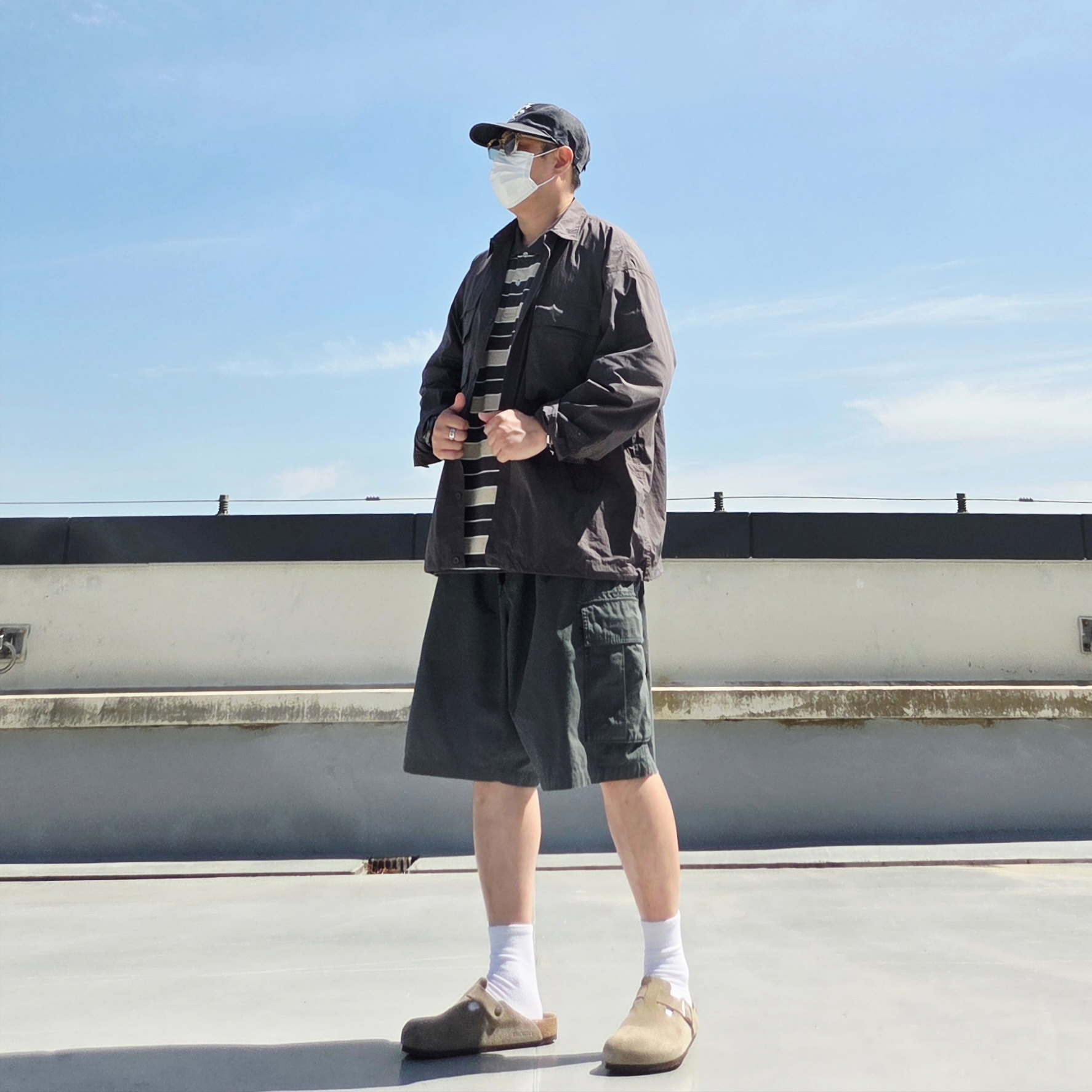Sunday Ceremony Sy Logo 5 Panel Cotton Cap - Navy, [SS26] moif Baggy Field Shorts Ripe Olive 착용 스타일 - 3