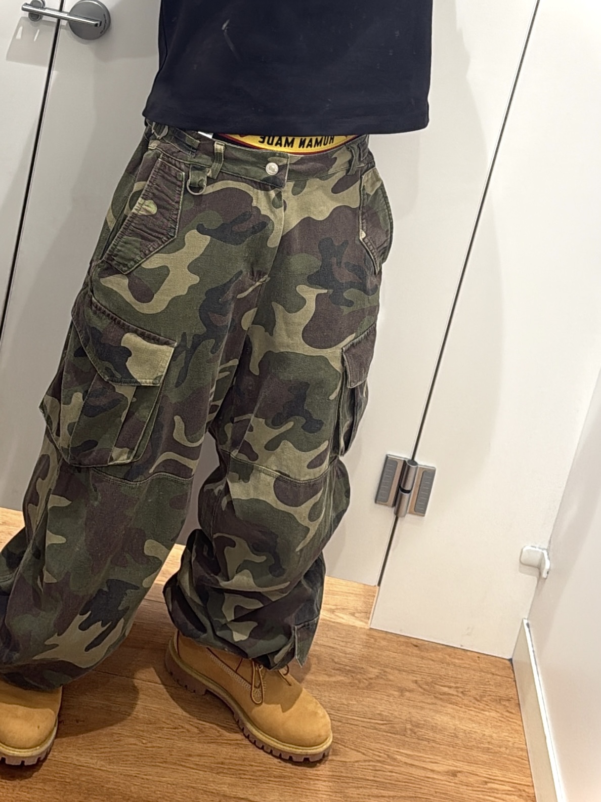 Flavorism VTG Washed Cargo Pants Washed Camo, Human made Boxer Brief Black 착용 스타일 - 1