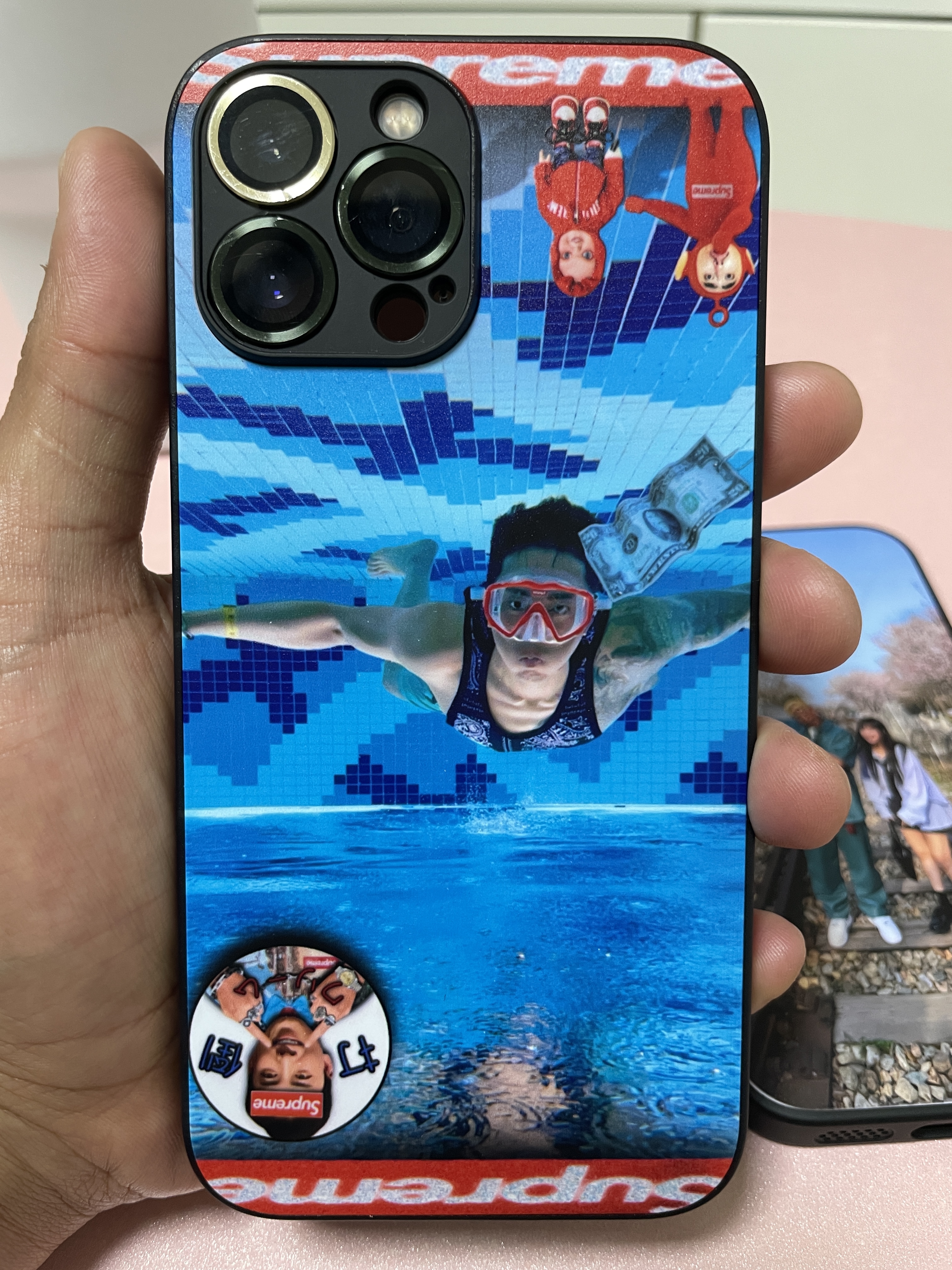 Supreme x Cressi Snorkel Set Red - 19SS, Louis Vuitton Monogram Nylon Swim Board Shorts Orange 착용 스타일 - 4