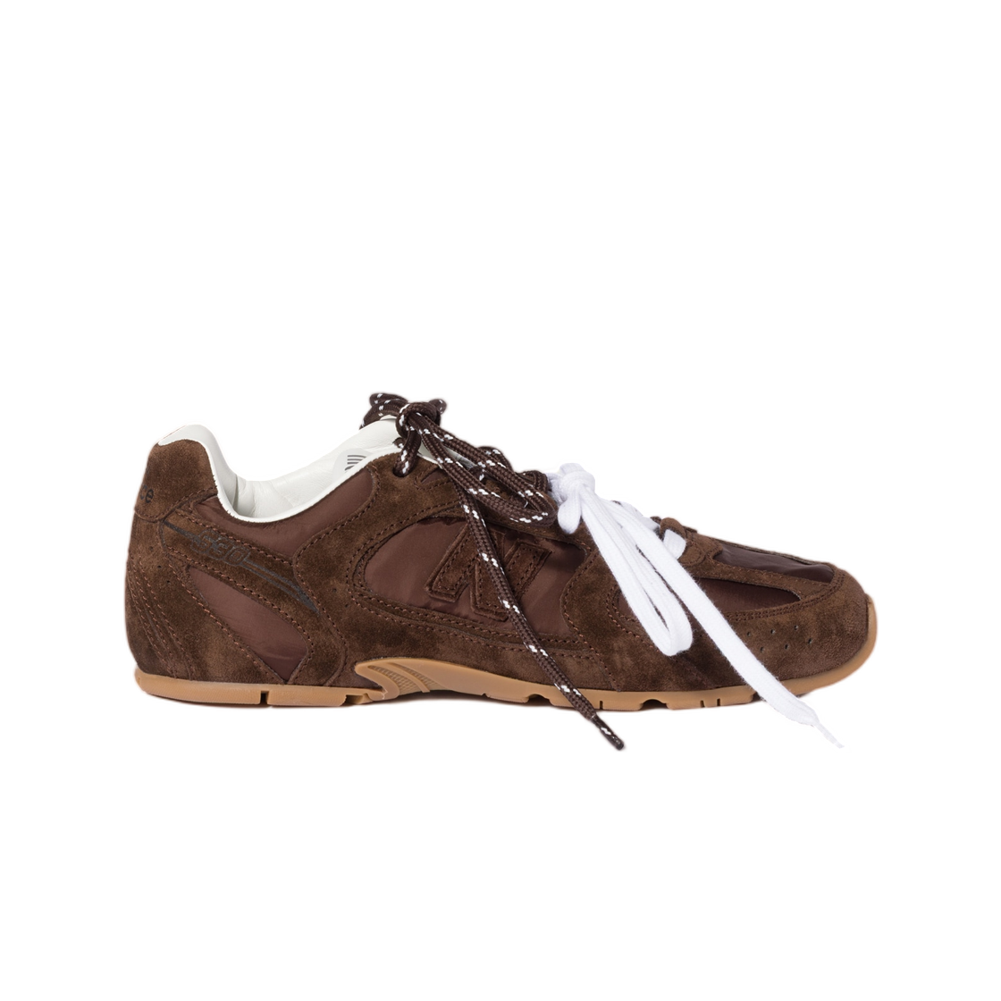 5E165E-D7R-F0324 (W) New Balance x Miu Miu 530 SL Technical Fabric and Suede Sneakers Cocoa Brown