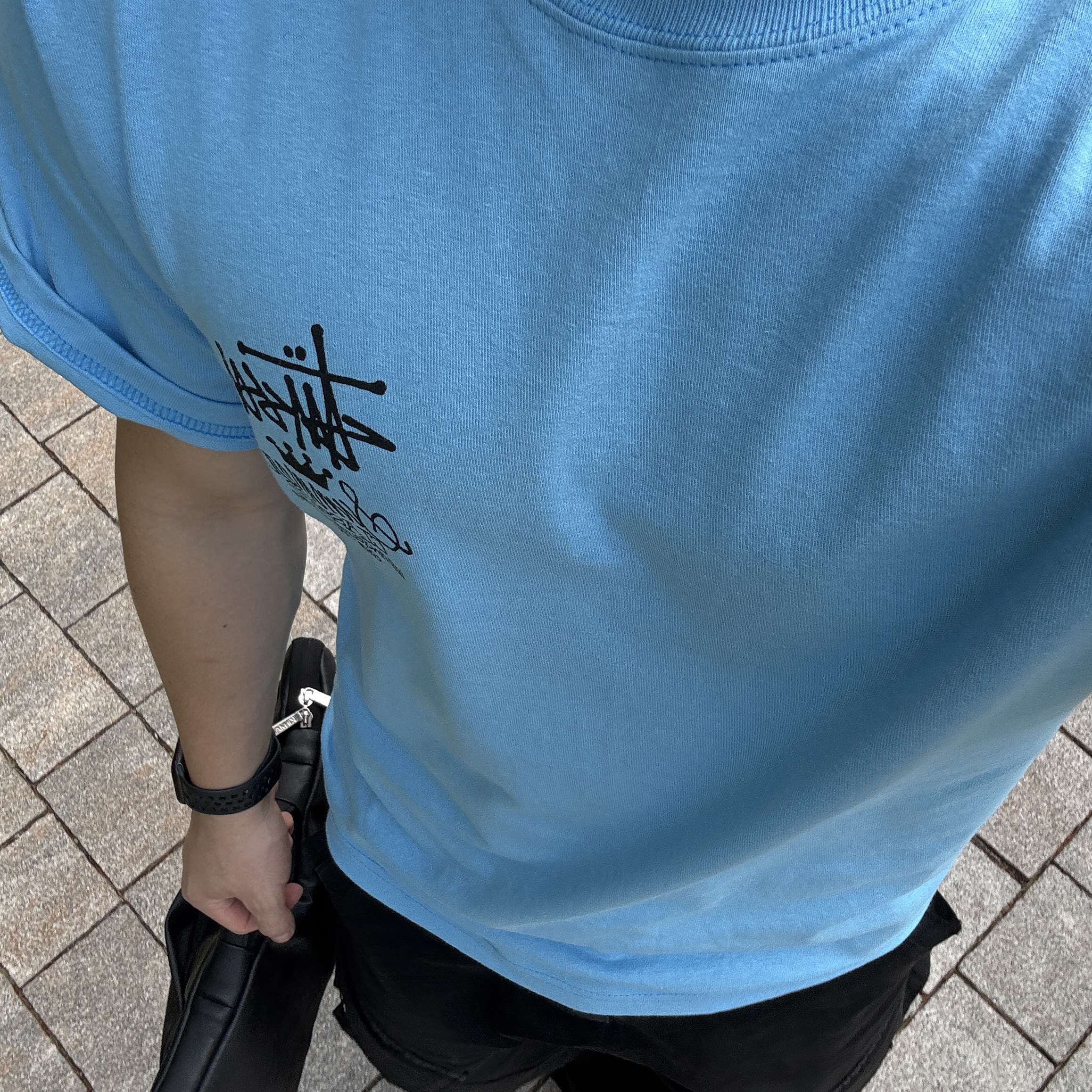 Stussy Summer Classics T-Shirt Sky Blue 착용 스타일 - 2