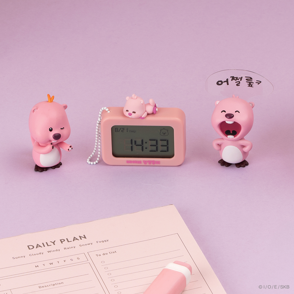 로이체 잔망루피 피규어 미니 키링 무소음 디지털 탁상시계(Royche Zanmang Loopy Figure Mini Keyring Digital Desk Clock) - 2