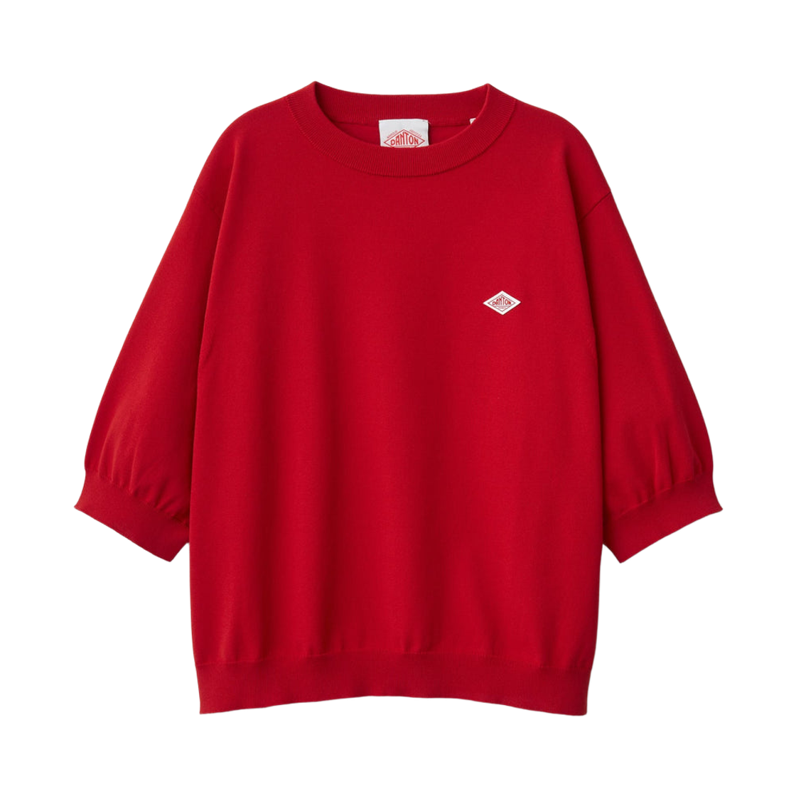 (W) 단톤 저지 니트 하프 슬리브 크루넥 풀오버 레드((W) Danton Jersey Knit Half Sleeve Crew Neck Pullover Red) - 1
