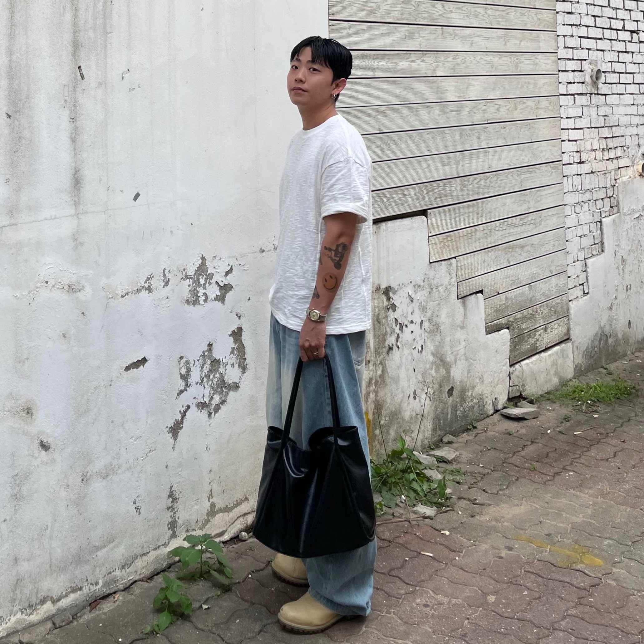 noun Corduroy Denim Pants Blue 착용 스타일