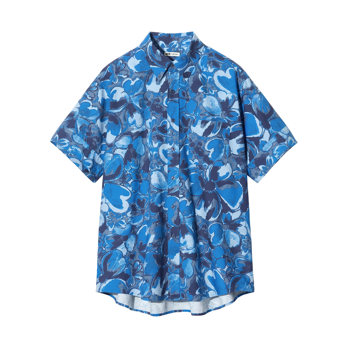 489138-68 Uniqlo x F.Risso Oxford Oversized Printed Short Sleeve Shirt Blue