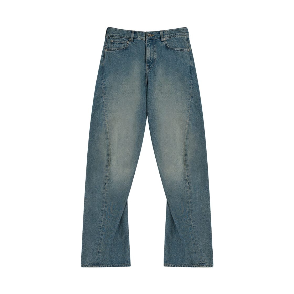 에스티유 트위스트 커브드 데님 팬츠 미드 블루(STU Twist Curved Denim Pants In Mid Blue)
