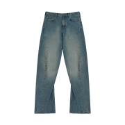 STU Twist Curved Denim Pants In Mid Blue