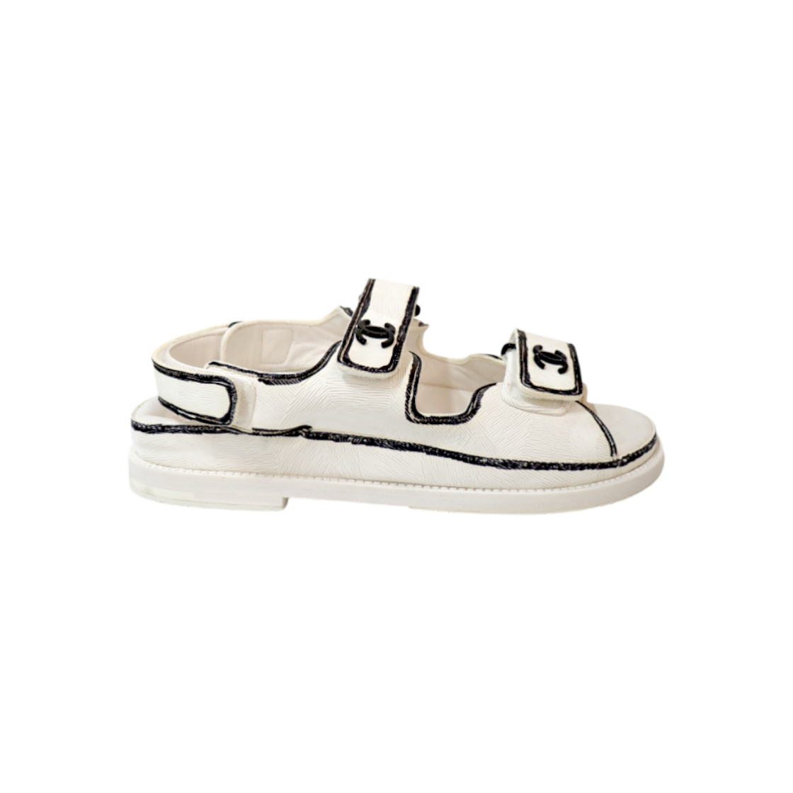 ITWHUM65UFAS Chanel White Velcro Sandals